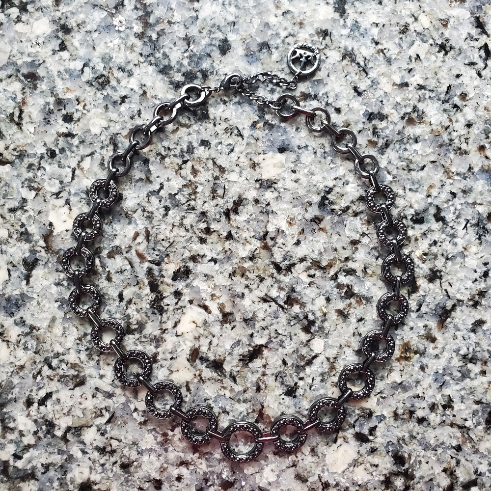 Crown Trifari Black Circle Necklace